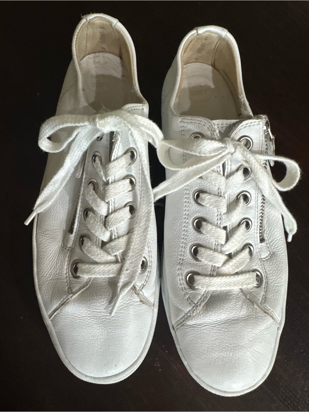 Paul Green Tamara White Leather Low Top Sneakers. size 8